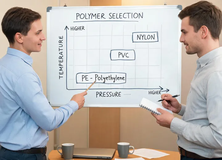 Engineer explaining material chart